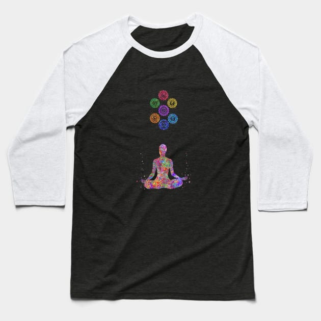 Yoga lady pose Baseball T-Shirt by RosaliArt